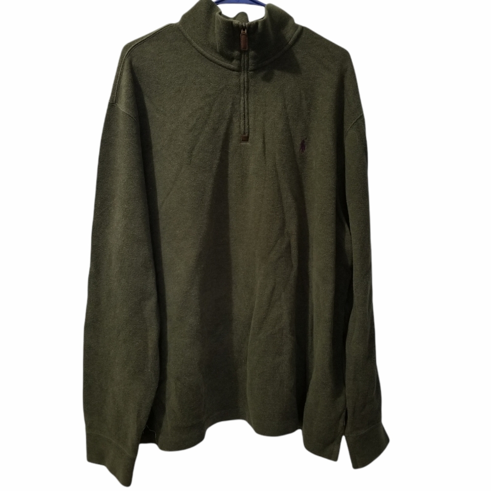 Polo Ralph Lauren XXL Mens 1/4 Zip Green Pullover